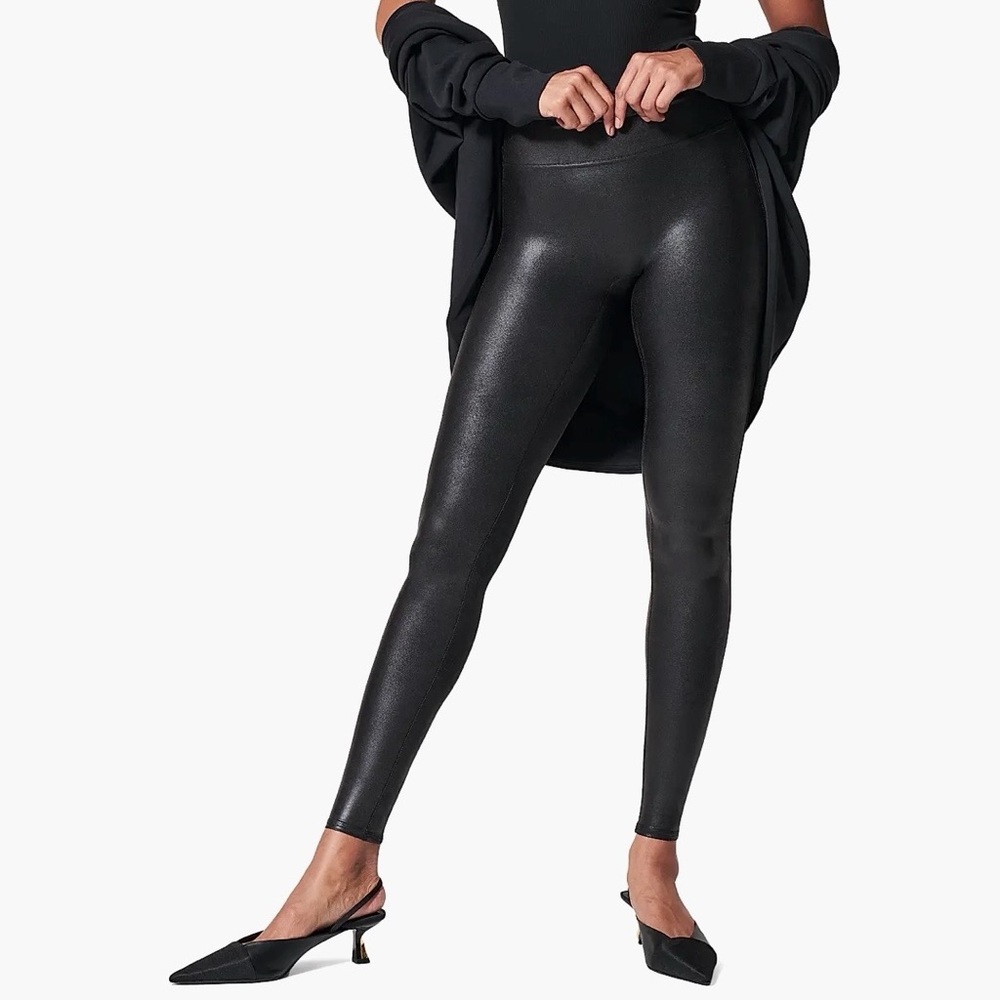 SPANX Faux Leather Leggings | XL | High-Rise Shaping Black Pants